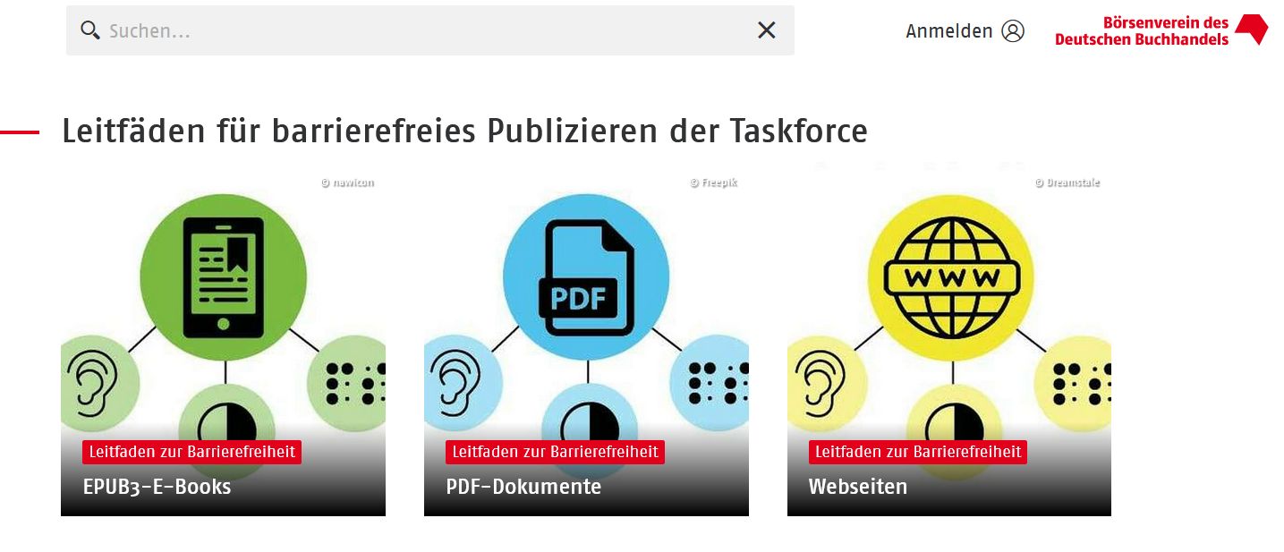 Screenshot der Landingpage für barrierefreies Publizieren des Börsenvereins